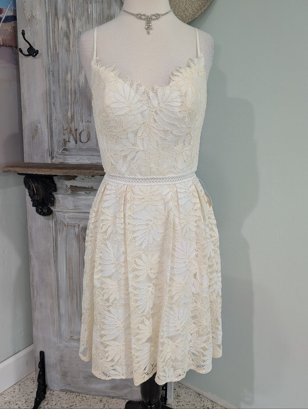 Watters And Watters (By Gigi's Closette) Delicate Ivory Lace Dress